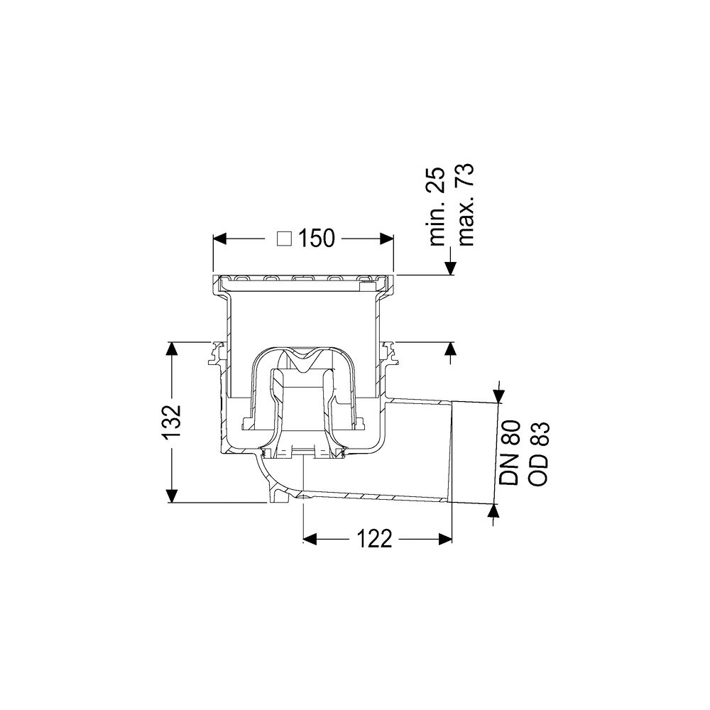 Kessel Boden-/Deckenablauf Ecoguss DN 80 Schlitzrost, seitlich... KESSEL-48383.11 4026092034309 (Abb. 2)