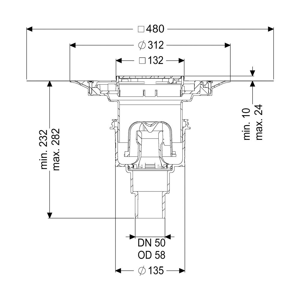 Kessel Boden-/Deckenablauf Ecoguss DN 50 Variofix Designrost, senkrecht... KESSEL-48458.53 4026092052877 (Abb. 2)