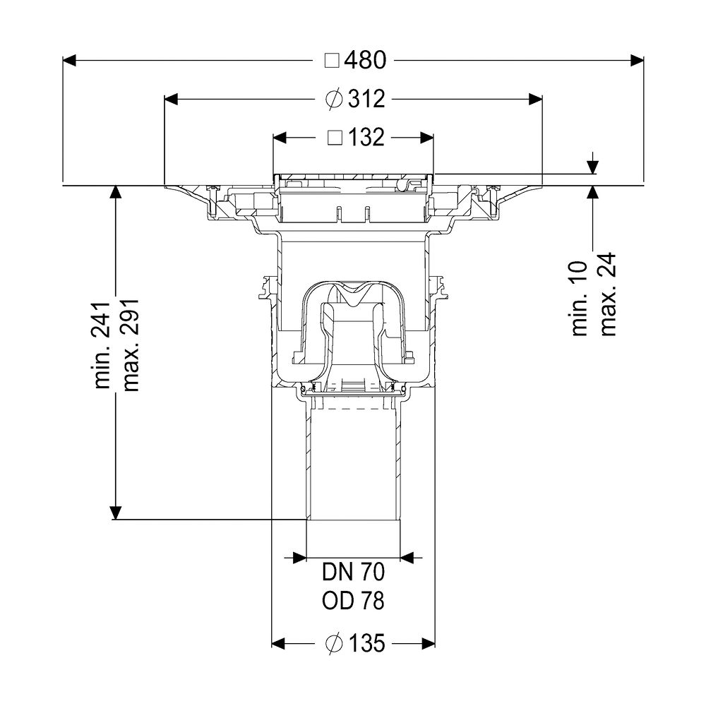 Kessel Boden-/Deckenablauf Ecoguss DN 70 Variofix Designrost, senkrecht... KESSEL-48478.53 4026092052891 (Abb. 2)