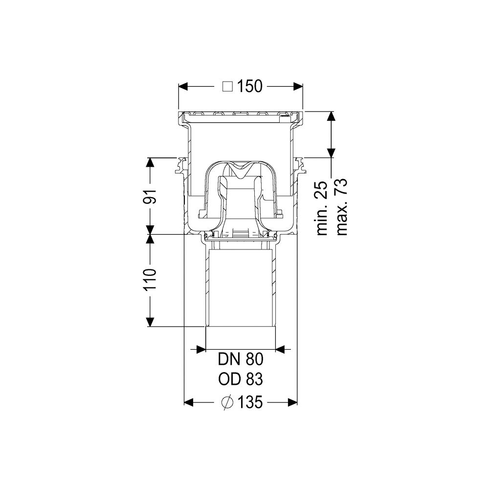 Kessel Boden-/Deckenablauf Ecoguss DN 80 Schlitzrost, senkrecht... KESSEL-48483.11 4026092034385 (Abb. 2)