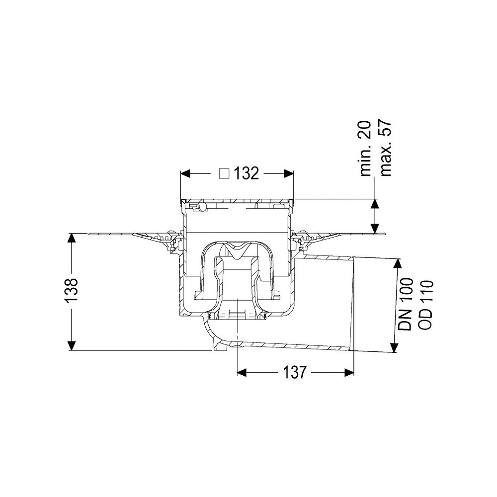 Kessel Bodenablauf Ecoguss Klebeflansch DN 100 Designrost, seitlich... KESSEL-48511.63 4026092054475 (Abb. 2)