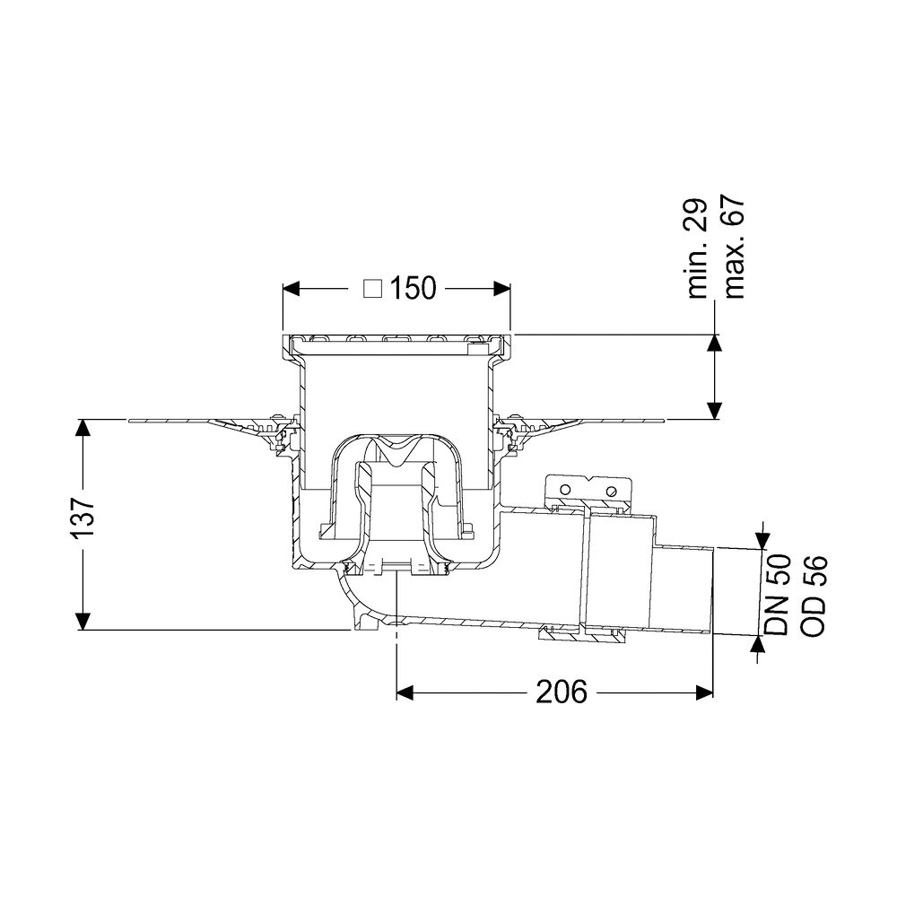 Kessel Bodenablauf Ecoguss Klebeflansch DN 50 Schlitzrost, seitlich... KESSEL-48558.11 4026092034408 (Abb. 2)