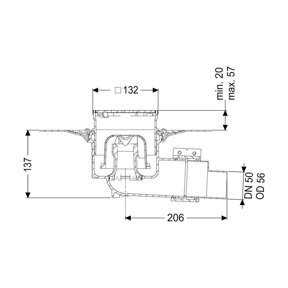 Kessel Bodenablauf Ecoguss Klebeflansch DN 50 Designrost, seitlich... KESSEL-48558.63 4026092054413 (Abb. 2)