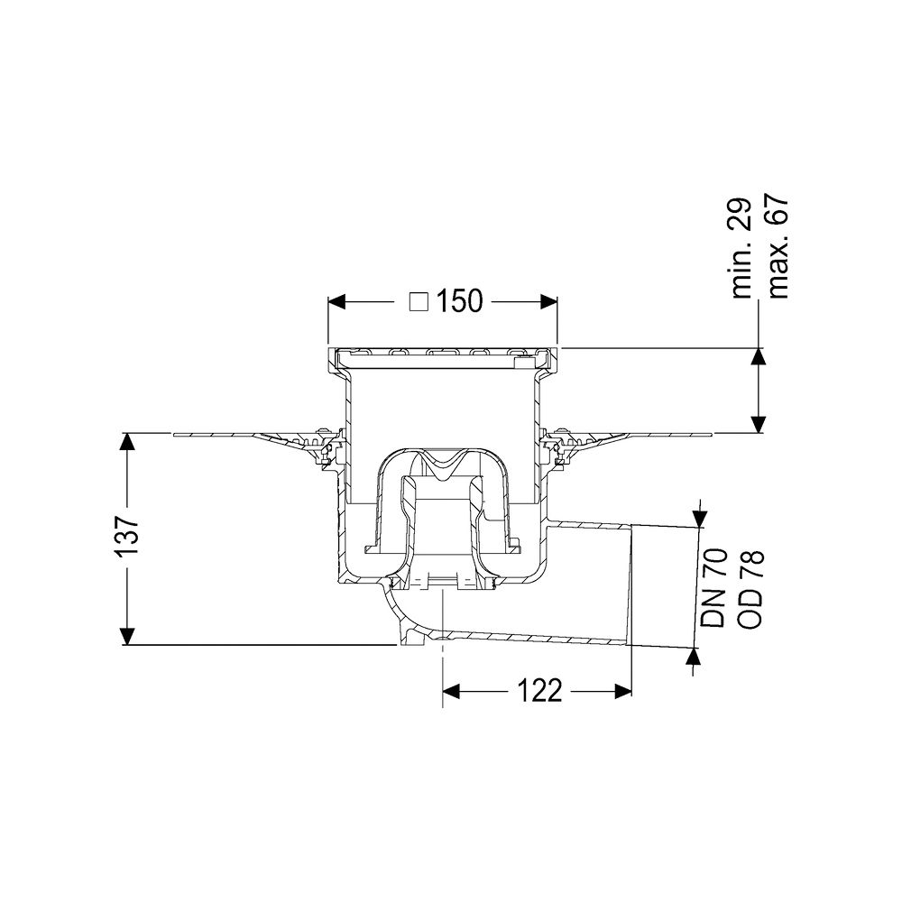 Kessel Bodenablauf Ecoguss Klebeflansch DN 70 Schlitzrost, seitlich... KESSEL-48578.11 4026092032763 (Abb. 2)