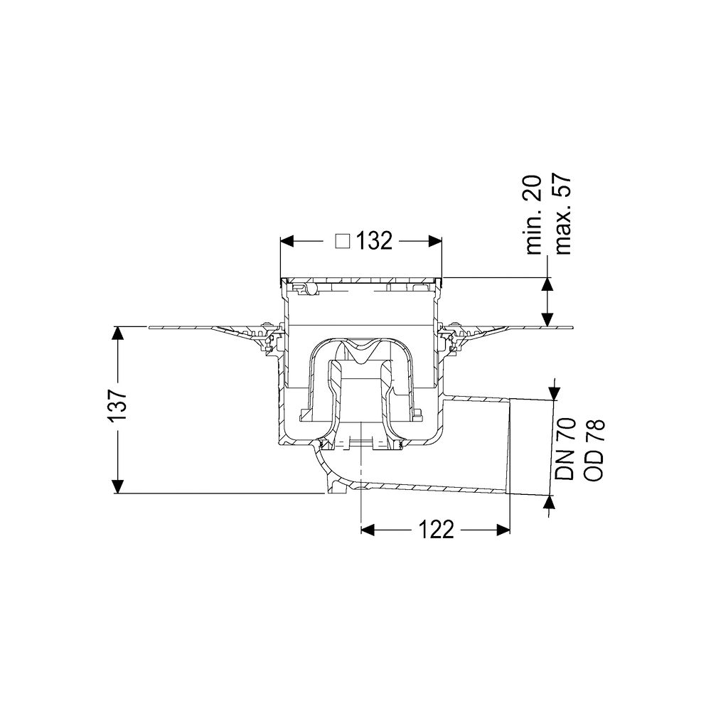 Kessel Bodenablauf Ecoguss Klebeflansch DN 70 Designrost, seitlich... KESSEL-48578.63 4026092054437 (Abb. 2)