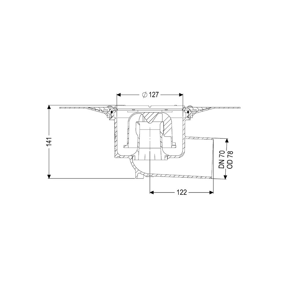 Kessel Ecoguss Grundkörper Klebeflansch DN 70, Auslauf seitlich... KESSEL-48578 4026092032626 (Abb. 2)