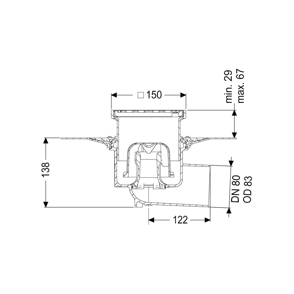 Kessel Bodenablauf Ecoguss Klebeflansch DN 80 Schlitzrost, seitlich... KESSEL-48583.11 4026092034415 (Abb. 2)