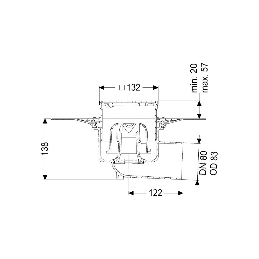 Kessel Bodenablauf Ecoguss Klebeflansch DN 80 Designrost, seitlich... KESSEL-48583.63 4026092053089 (Abb. 2)