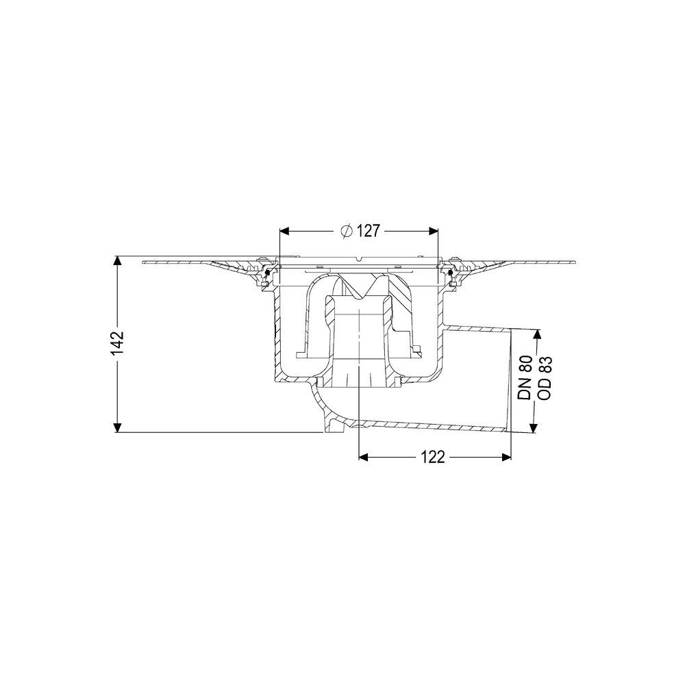 Kessel Ecoguss Grundkörper Klebeflansch DN 80, Auslauf seitlich... KESSEL-48583 4026092033364 (Abb. 2)
