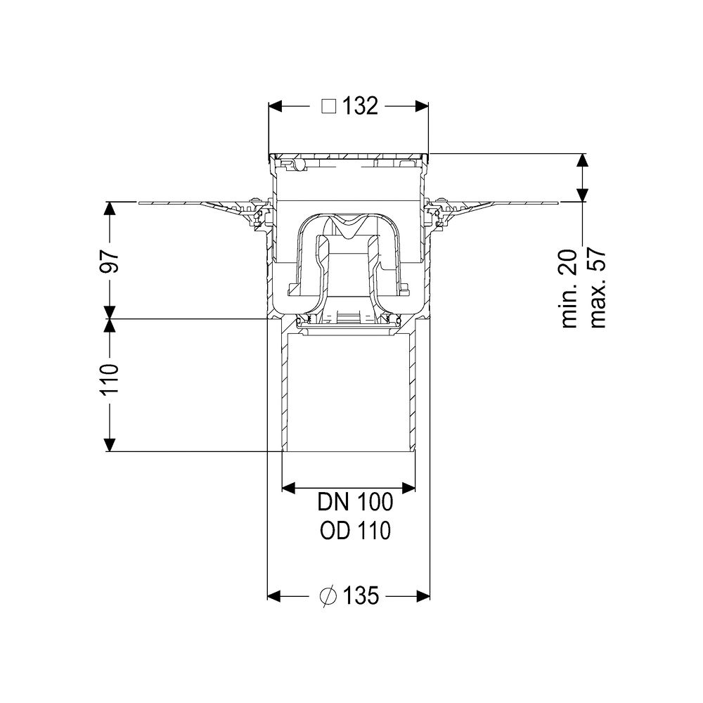 Kessel Bodenablauf Ecoguss Klebeflansch DN 100 Designrost, senkrecht... KESSEL-48611.63 4026092054468 (Abb. 2)