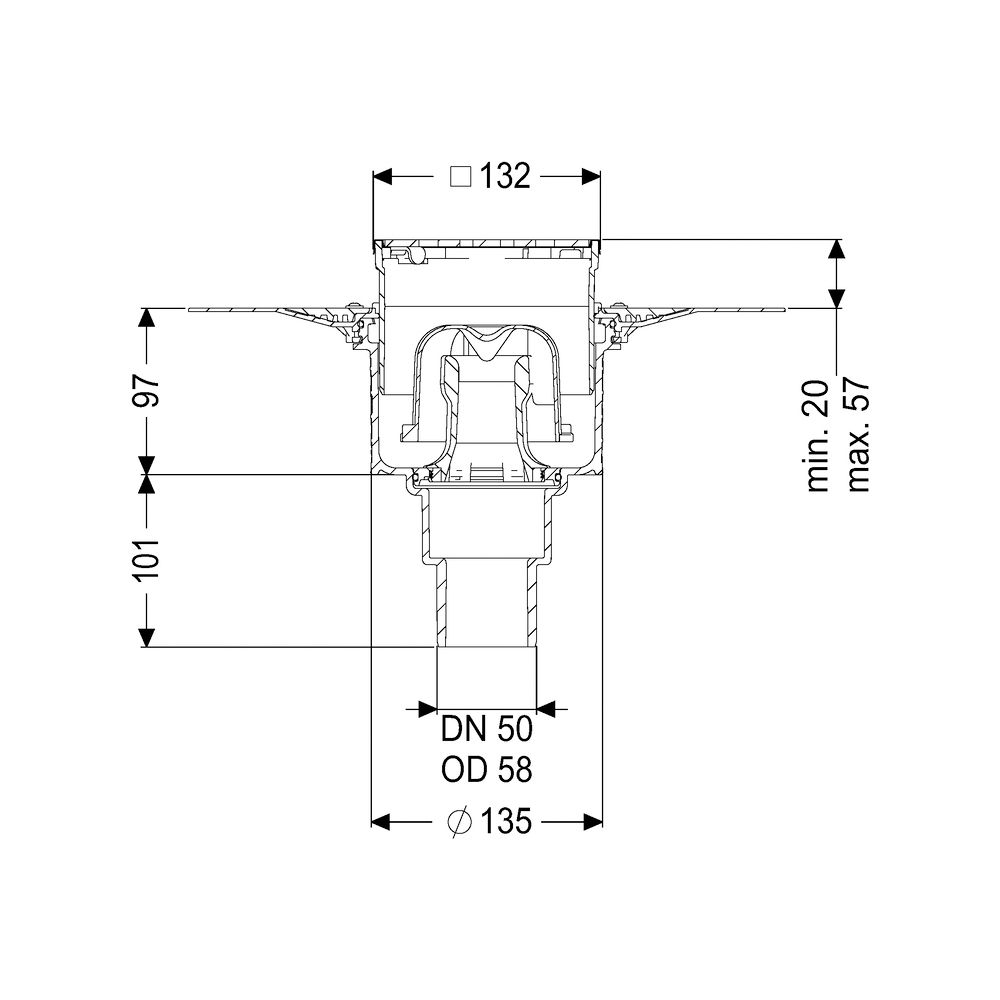 Kessel Bodenablauf Ecoguss Klebeflansch DN 50 Designrost, senkrecht... KESSEL-48658.63 4026092054406 (Abb. 2)