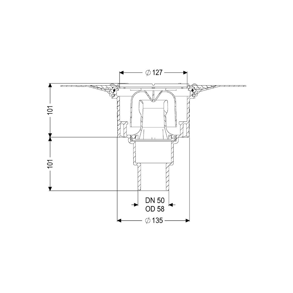 Kessel Grundkörper Ecoguss Klebeflansch DN 50, Auslauf senkrecht... KESSEL-48658 4026092033333 (Abb. 2)