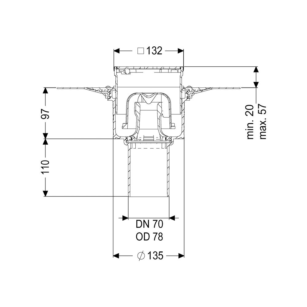 Kessel Bodenablauf Ecoguss Klebeflansch DN 70 Designrost, senkrecht... KESSEL-48678.63 4026092054420 (Abb. 2)