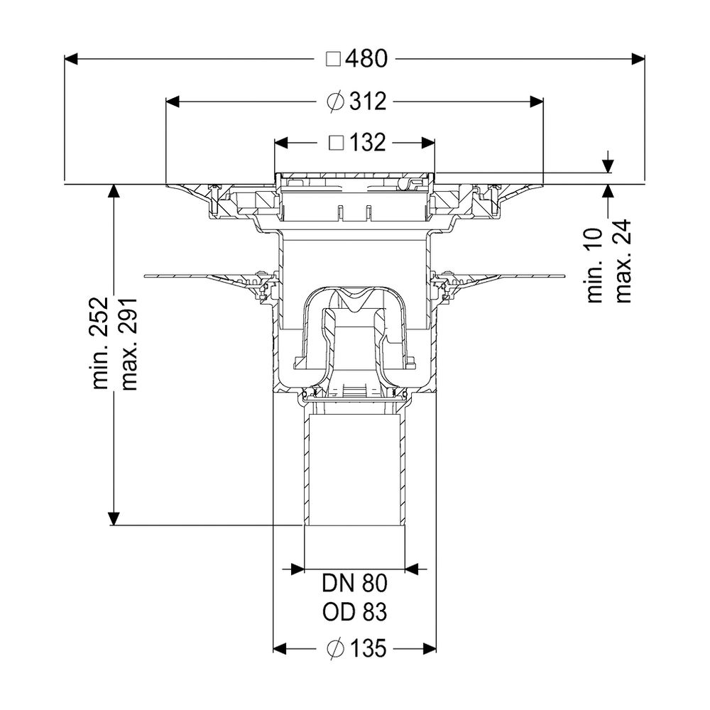 Kessel Bodenablauf Ecoguss Klebeflansch DN 80 Variofix Designrost, senkrecht... KESSEL-48683.53 4026092054284 (Abb. 2)