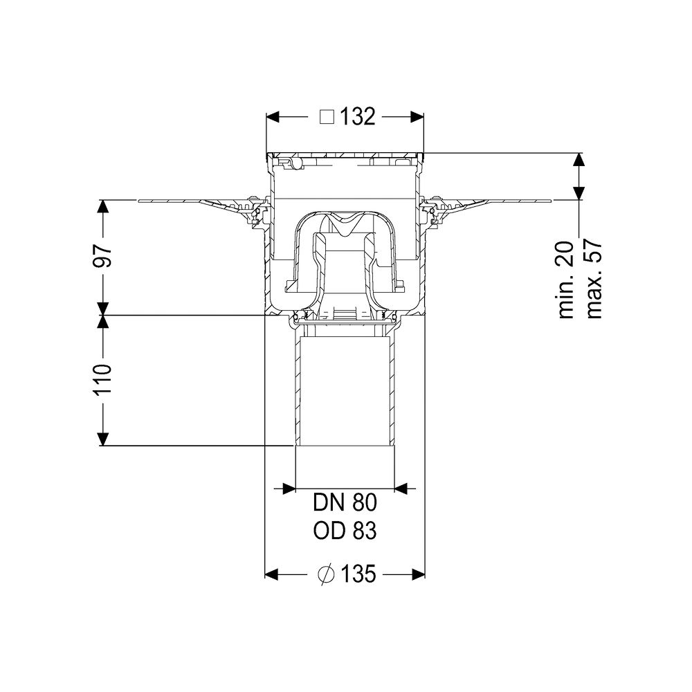 Kessel Bodenablauf Ecoguss Klebeflansch DN 80 Designrost, senkrecht... KESSEL-48683.63 4026092054444 (Abb. 2)