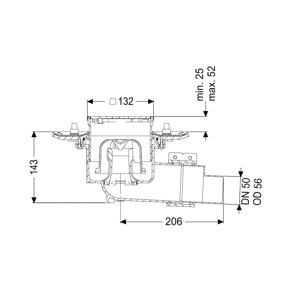 Kessel Bodenablauf Ecoguss Pressflansch DN 50 Designrost, seitlich... KESSEL-48758.63 4026092033449 (Abb. 2)