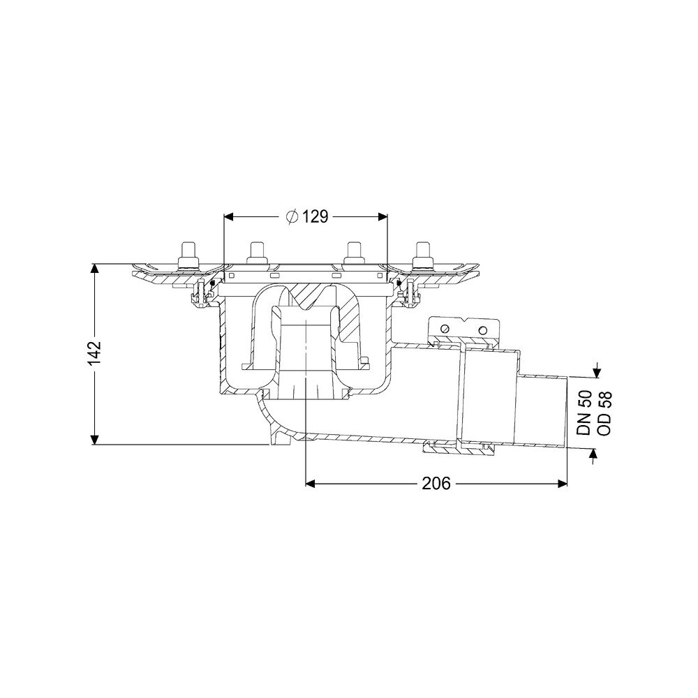 Kessel Ecoguss Grundkörper Pressflansch DN 50, Auslauf seitlich... KESSEL-48758 4026092033340 (Abb. 2)
