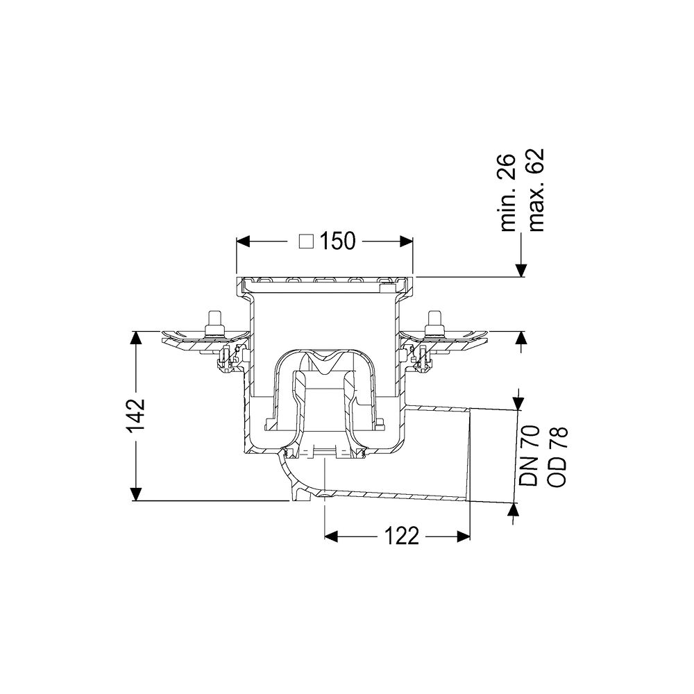 Kessel Bodenablauf Ecoguss Pressflansch DN 70 Schlitzrost, seitlich... KESSEL-48778.11 4026092032824 (Abb. 2)