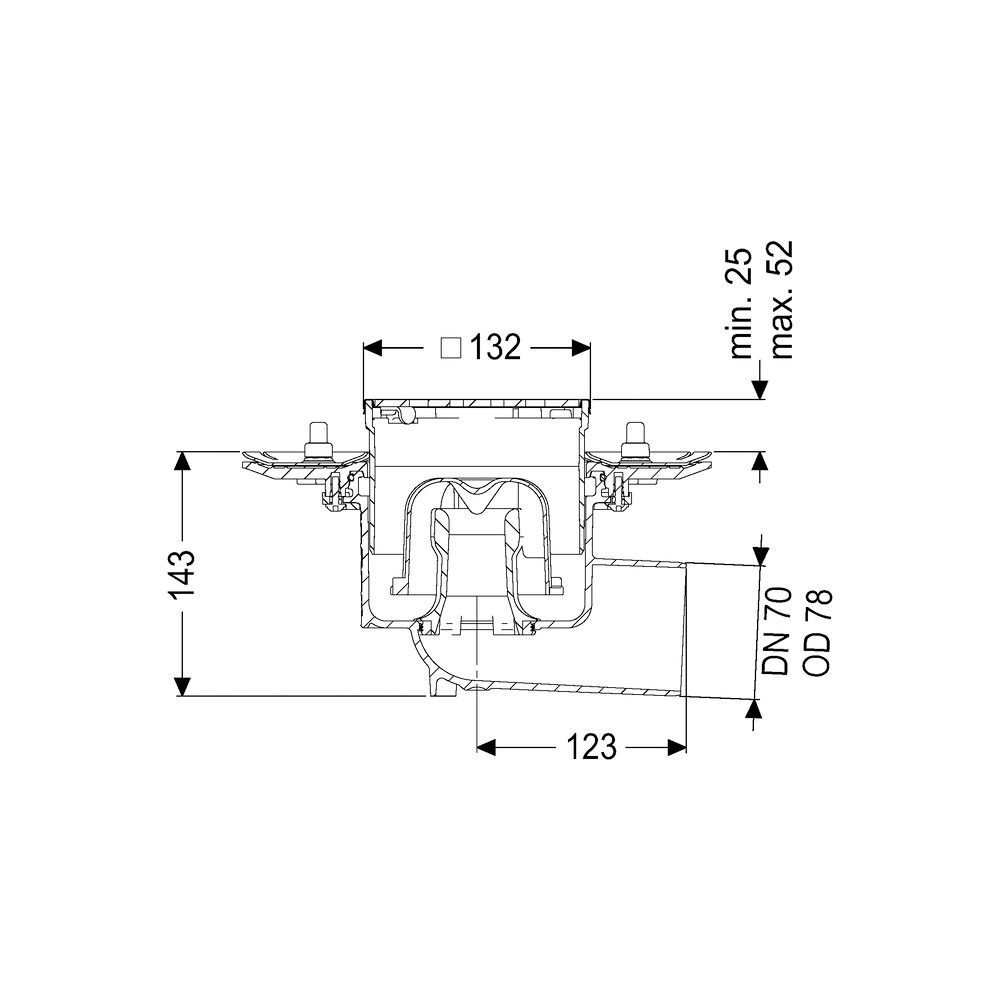 Kessel Bodenablauf Ecoguss Pressflansch DN 70 Designrost, seitlich... KESSEL-48778.63 4026092033456 (Abb. 2)