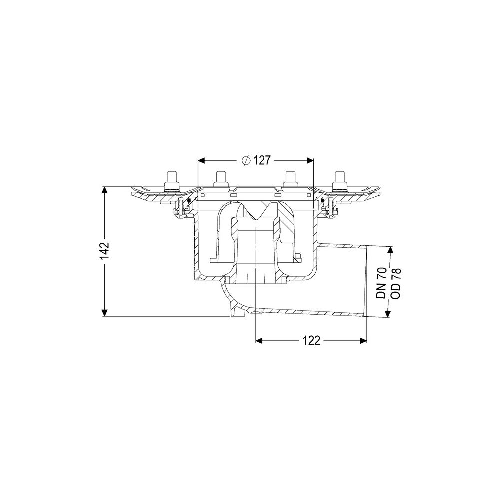 Kessel Ecoguss Grundkörper Pressflansch DN 70, Auslauf seitlich... KESSEL-48778 4026092032640 (Abb. 2)