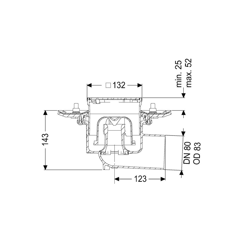 Kessel Bodenablauf Ecoguss Pressflansch DN 80 Designrost, seitlich... KESSEL-48783.63 4026092033463 (Abb. 2)