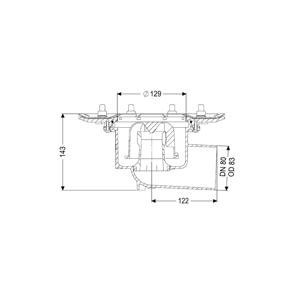 Kessel Ecoguss Grundkörper Pressflansch DN 80, Auslauf seitlich... KESSEL-48783 4026092033388 (Abb. 2)