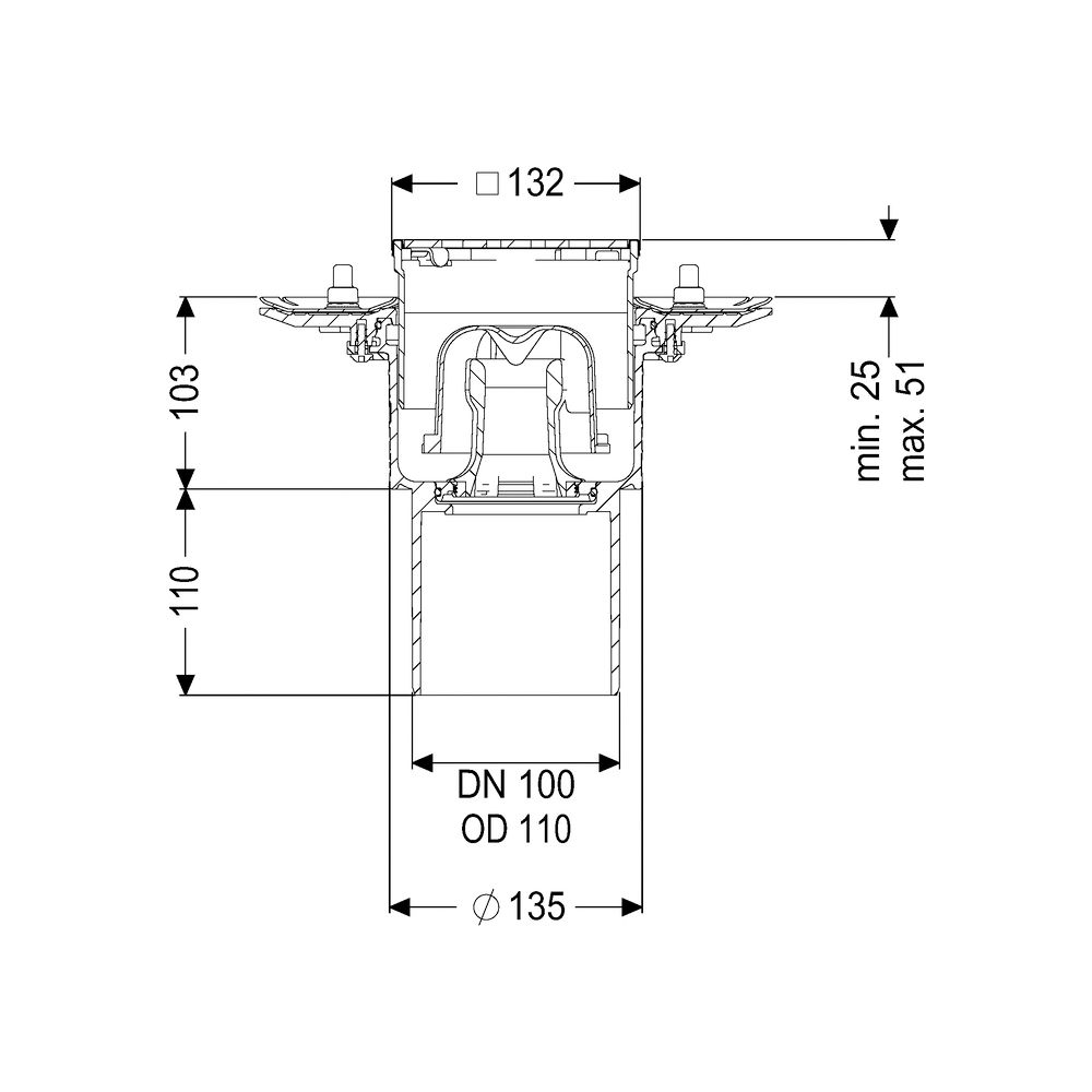 Kessel Bodenablauf Ecoguss Pressflansch DN 100 Designrost, senkrecht... KESSEL-48811.63 4026092053423 (Abb. 2)