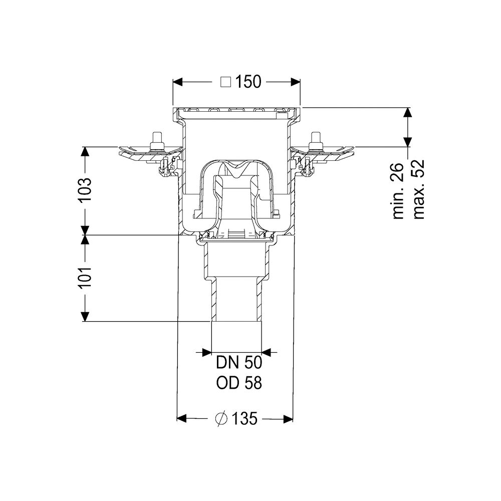 Kessel Bodenablauf Ecoguss Pressflansch DN 50 Schlitzrost, senkrecht... KESSEL-48858.11 4026092034521 (Abb. 2)