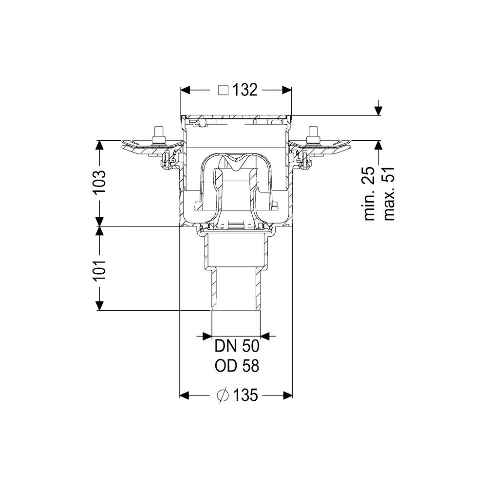 Kessel Bodenablauf Ecoguss Pressflansch DN 50 Designrost, senkrecht... KESSEL-48858.63 4026092053393 (Abb. 2)