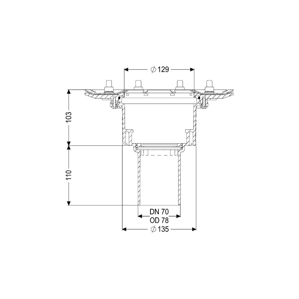Kessel Ecoguss Grundkörper Pressflansch DN 70, ohne Geruchsverschluss, Auslauf senkrecht... KESSEL-48879 4026092038208 (Abb. 2)