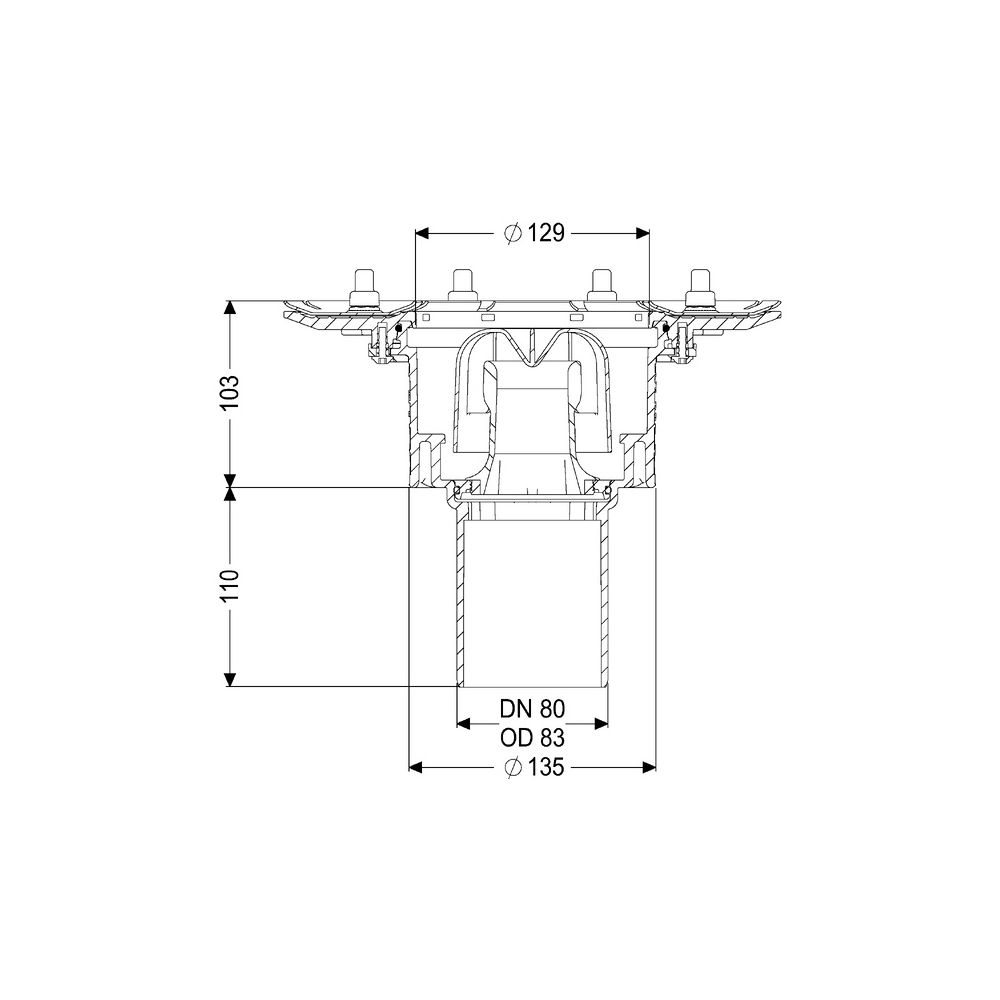 Kessel Ecoguss Grundkörper Pressflansch DN 80, Auslauf senkrecht... KESSEL-48883 4026092033395 (Abb. 2)