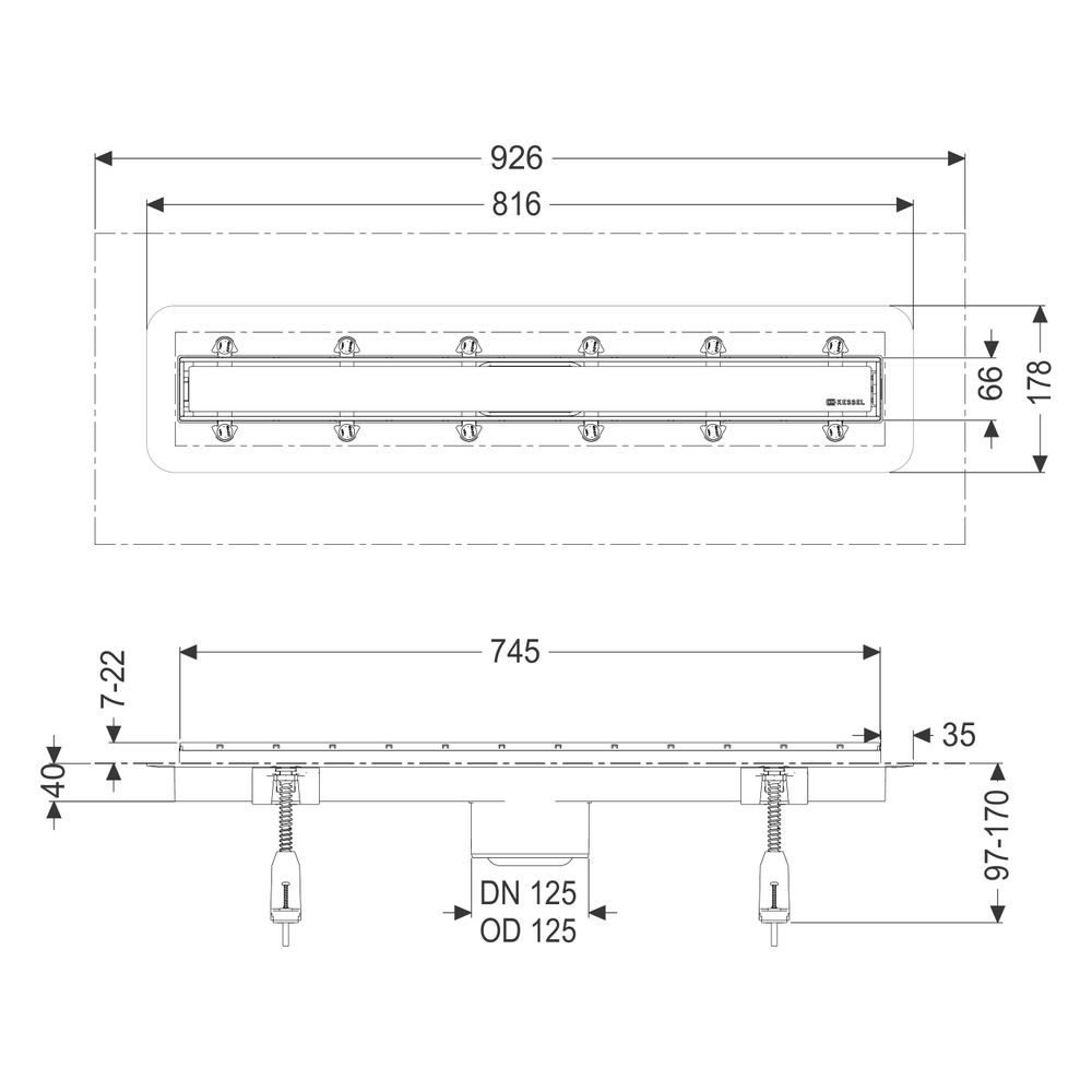 Kessel Linearis Comfort Aufsatzstück DN 125, Länge 750mm, WaD K3... KESSEL-48928M 4026092079041 (Abb. 2)