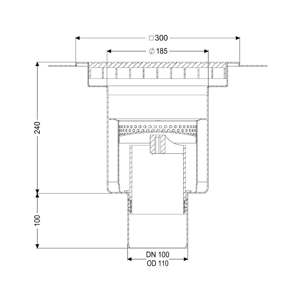 Kessel Bodenablauf Ferrofix KF15, DN 100, senkrecht, 300x300mm, 2,5l/s, L 15mm, Edelstahl... KESSEL-55148 4026092107737 (Abb. 2)