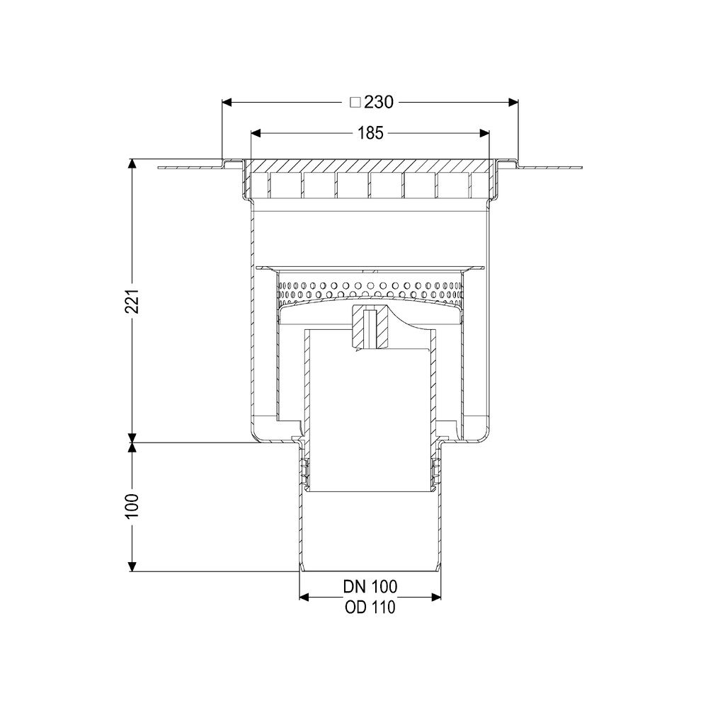 Kessel Bodenablauf Ferrofix KF6, DN 100, senkrecht, 230x230mm, 2,5l/s, L 15mm, Edelstahl... KESSEL-55149 4026092107744 (Abb. 2)