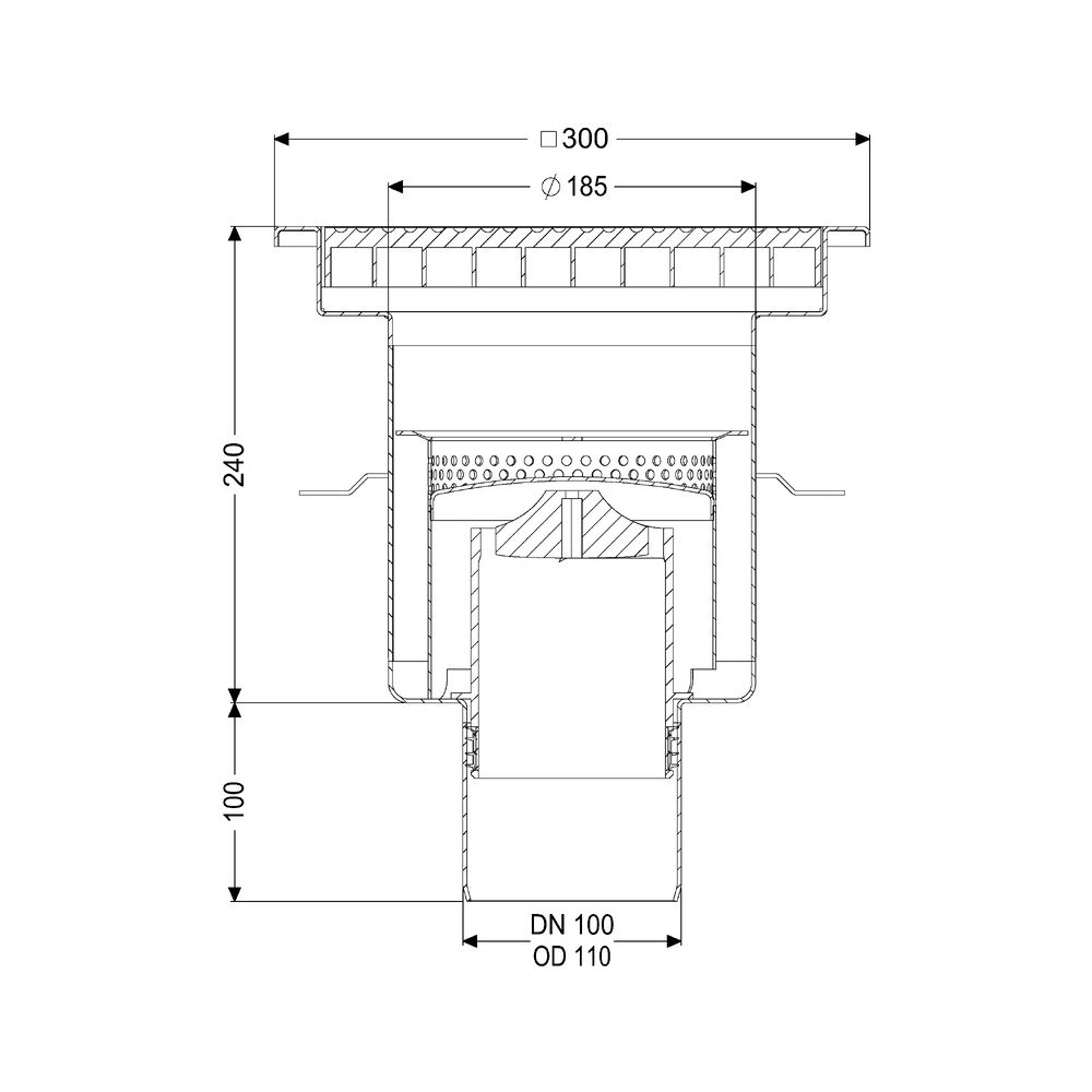 Kessel Bodenablauf einteilig Ferrofix 185, DN 100, senkrecht, 300x300mm, L 15, Edelstahl... KESSEL-55152 4026092107775 (Abb. 2)