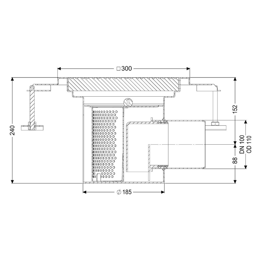 Kessel Bodenablauf Ferrofix KF15, DN 100, waagerecht 300x300mm, 2,5l/s, L 15mm, Edelstahl... KESSEL-55154 4026092107799 (Abb. 2)
