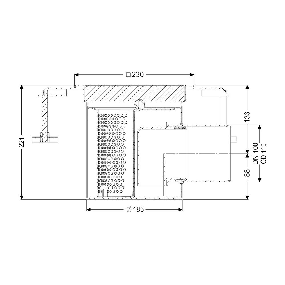 Kessel Bodenablauf Ferrofix KF6, DN 100, waagerecht, 230x230mm, 2,5l/s, L 15mm, Edelstahl... KESSEL-55155 4026092107805 (Abb. 2)