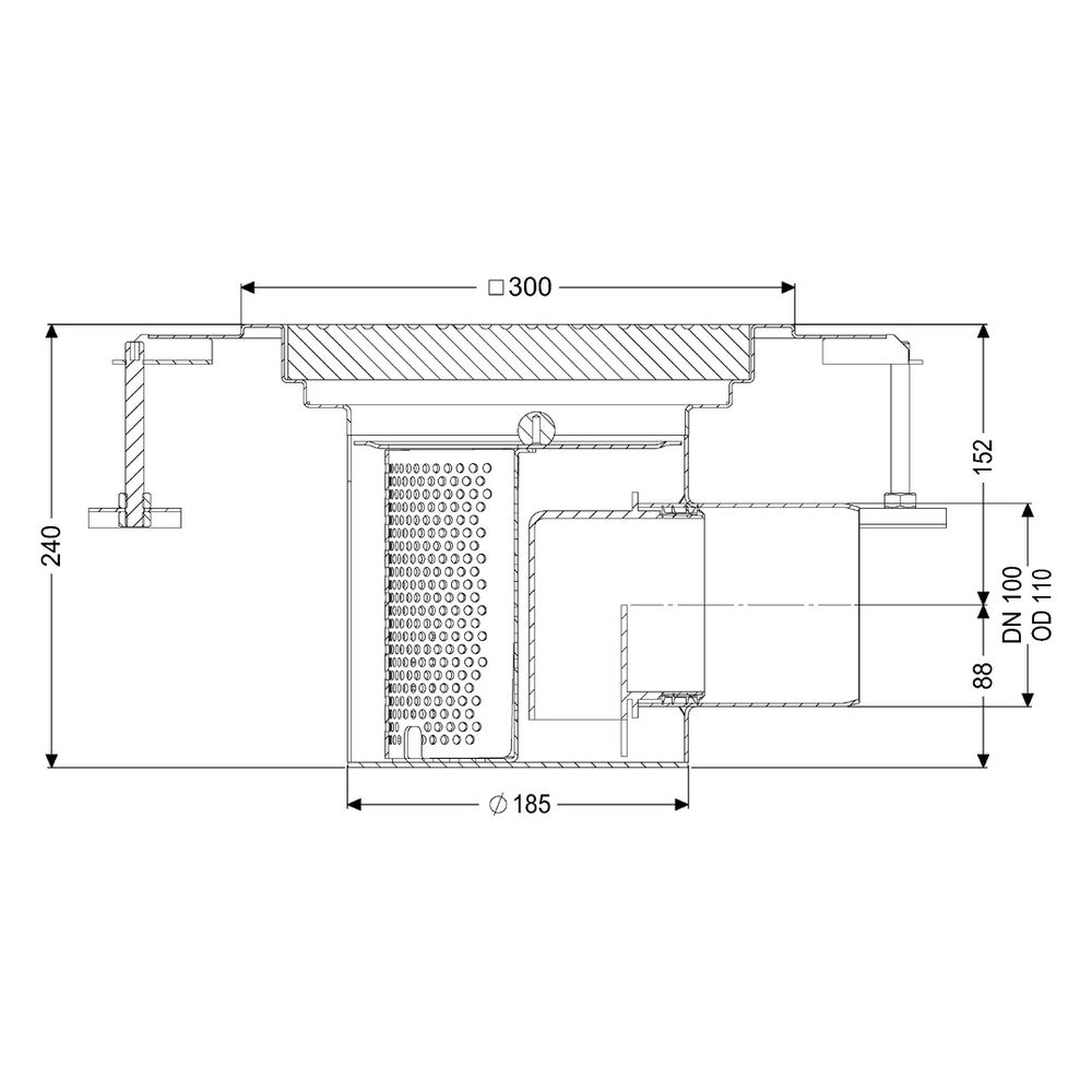 Kessel Bodenablauf Ferrofix KF6, DN 100, waagerecht, 300x300mm, 2,5l/s, L 15mm, Edelstahl... KESSEL-55156 4026092107812 (Abb. 2)