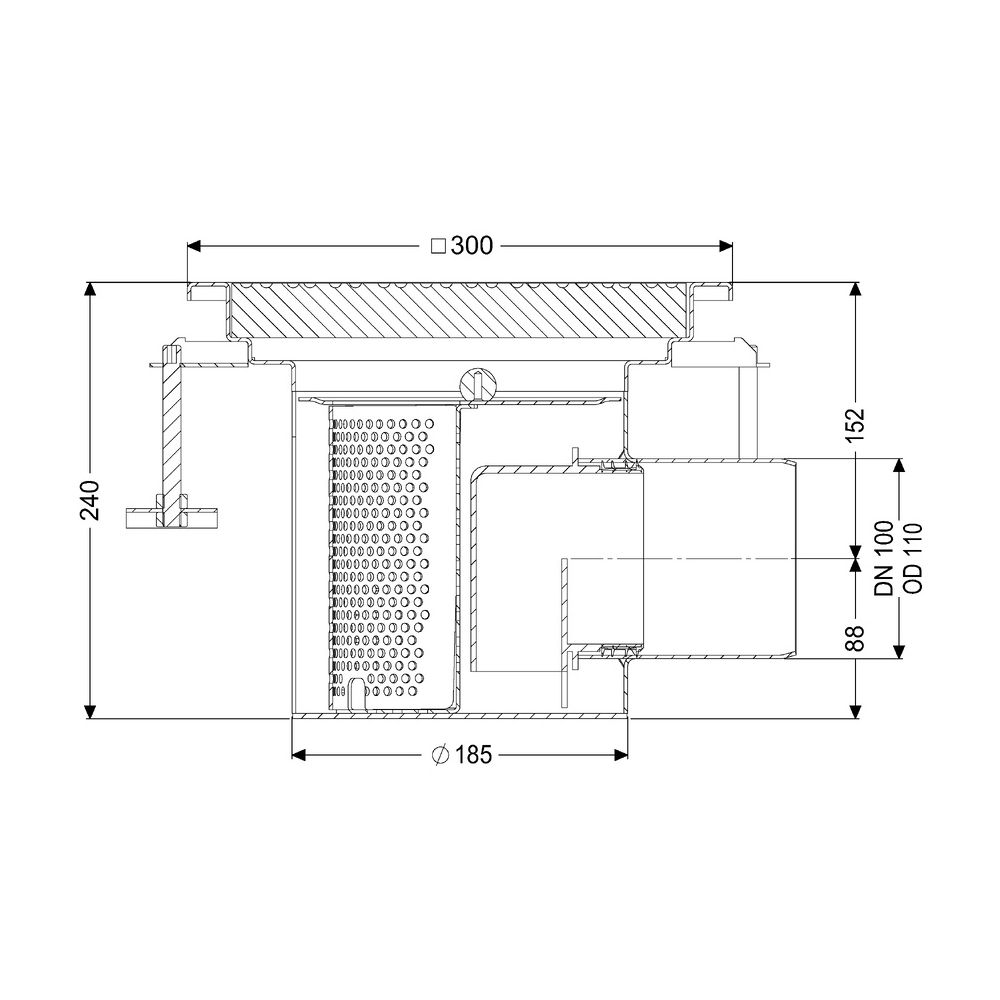 Kessel Ablaufkörper Ferrofix System 185 DN 100, 300x300x240mm, Edelstahl... KESSEL-55158 4026092107836 (Abb. 2)