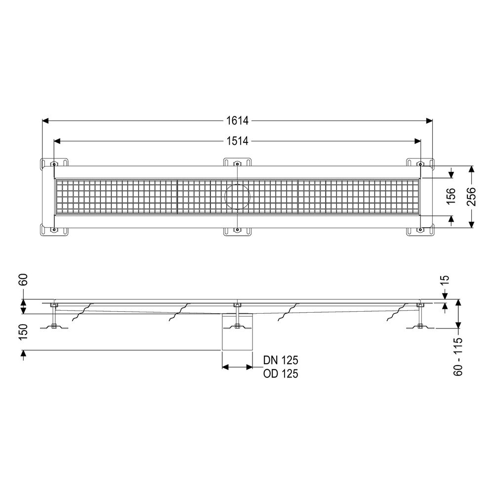 Kessel Ferrofix Kastenrinne DN 125 Klebeflansch, Höhe 15mm, 153x1511mm... KESSEL-6015150 4026092054659 (Abb. 2)