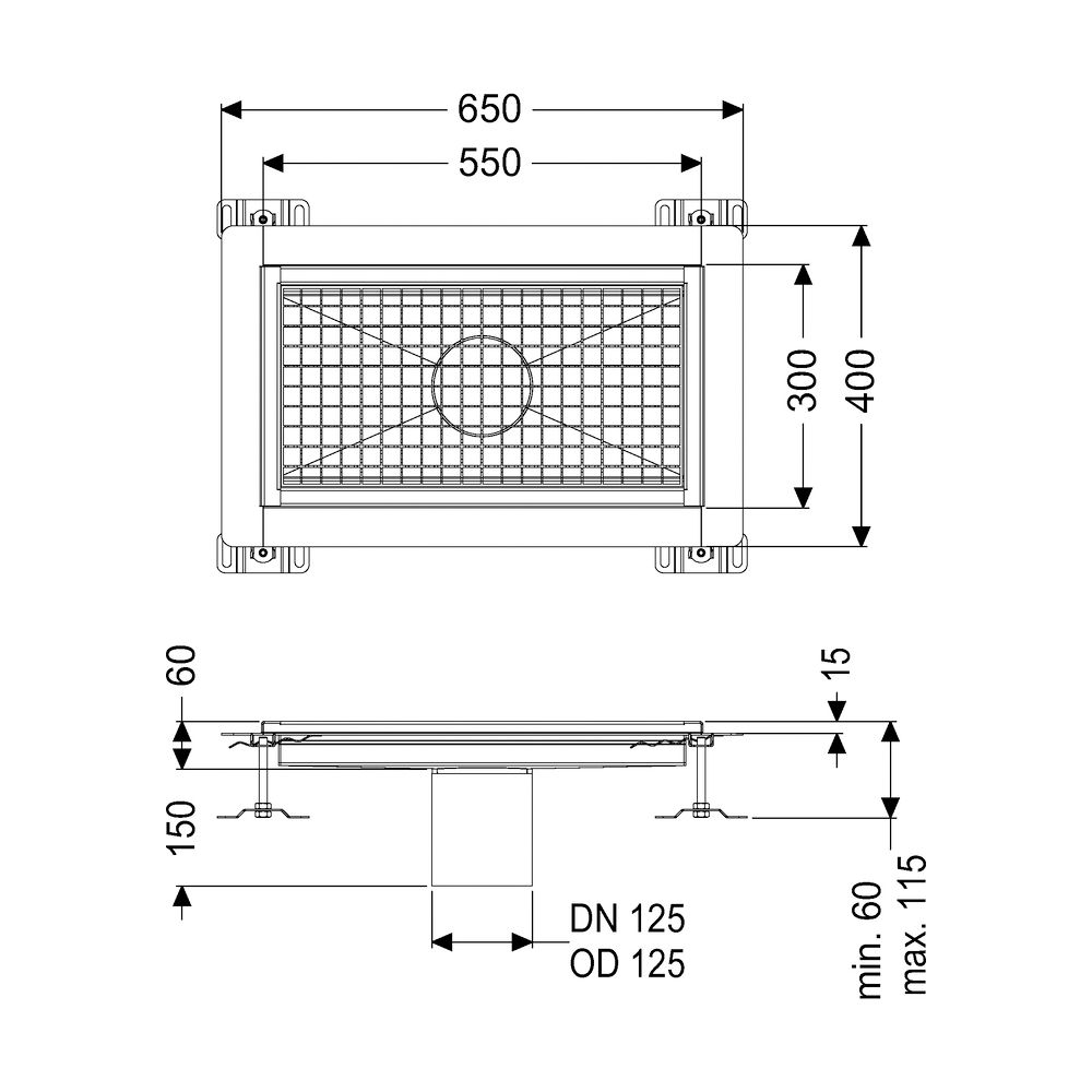 Kessel Kastenrinne Ferrofix Klebeflansch Höhe 15mm 300x550mm... KESSEL-6030050 4026092066478 (Abb. 2)