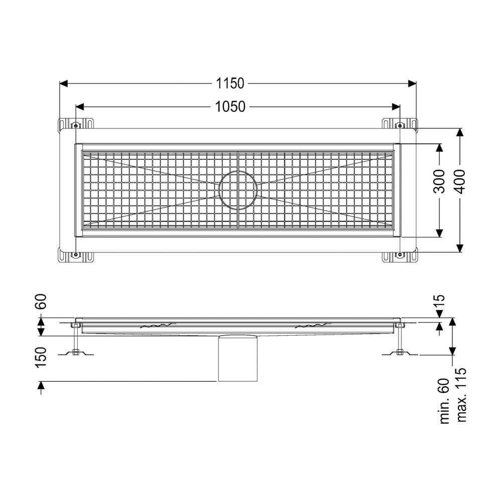 Kessel Kastenrinne Ferrofix Klebeflansch Höhe 15mm 300x1050mm... KESSEL-6030100 4026092054673 (Abb. 2)