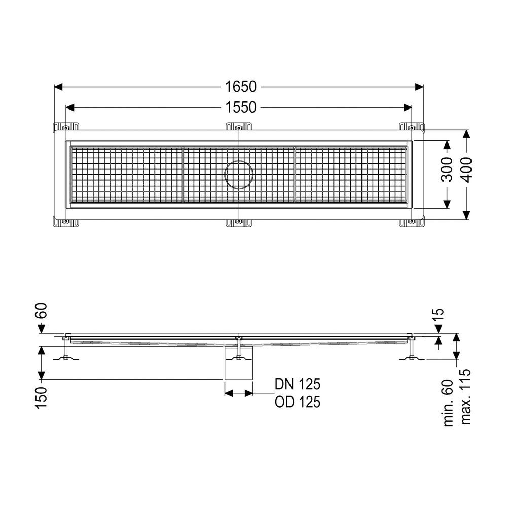 Kessel Kastenrinne Ferrofix Klebeflansch Höhe 15mm 300x1550mm... KESSEL-6030150 4026092054680 (Abb. 2)