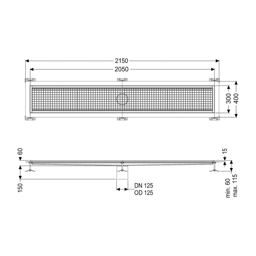 Kessel Kastenrinne Ferrofix Klebeflansch Höhe 15mm 300x2050mm... KESSEL-6030200 4026092054697 (Abb. 2)