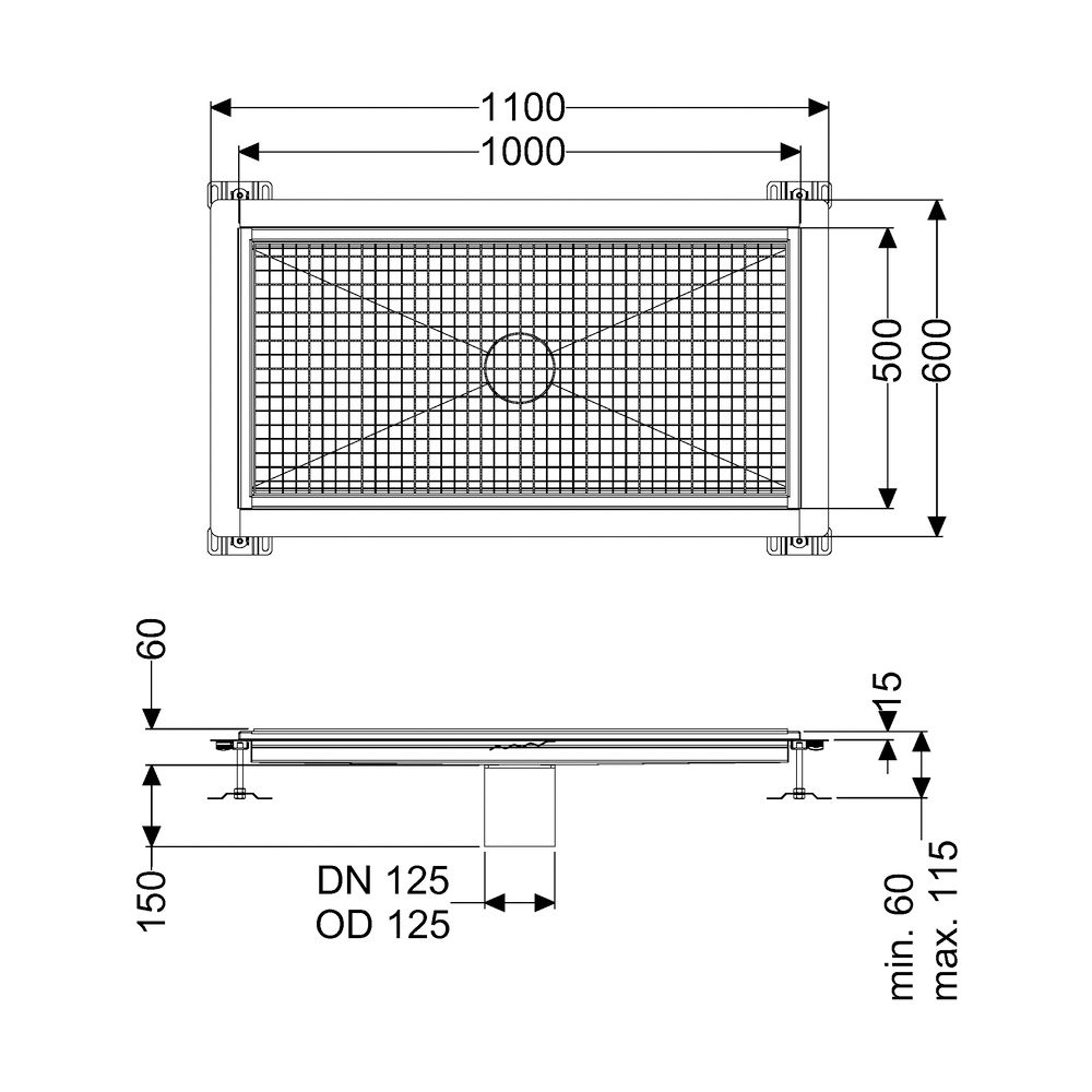 Kessel Bodenwanne Ferrofix Klebeflansch Höhe 15mm 500x1000mm... KESSEL-6050100 4026092054710 (Abb. 2)