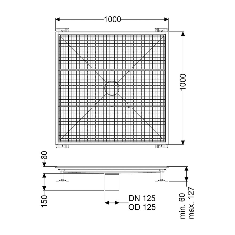 Kessel Bodenwanne Ferrofix ohne Klebeflansch 1000x1000mm... KESSEL-6100100 4026092066508 (Abb. 2)