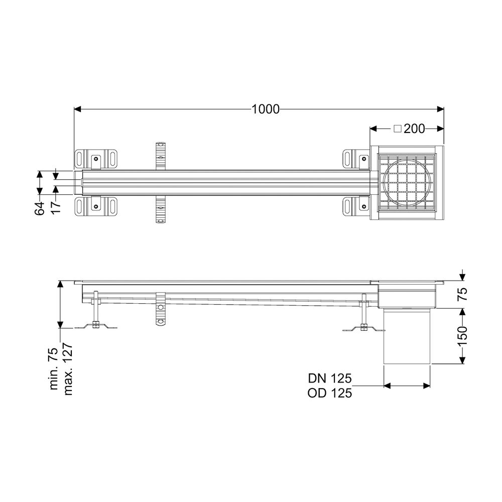 Kessel Schlitzrinne Ferrofix, DN 125, 17x1.000mm, außen, ohne Klebeflansch, Edelstahl, ... KESSEL-6102101 4026092099698 (Abb. 2)