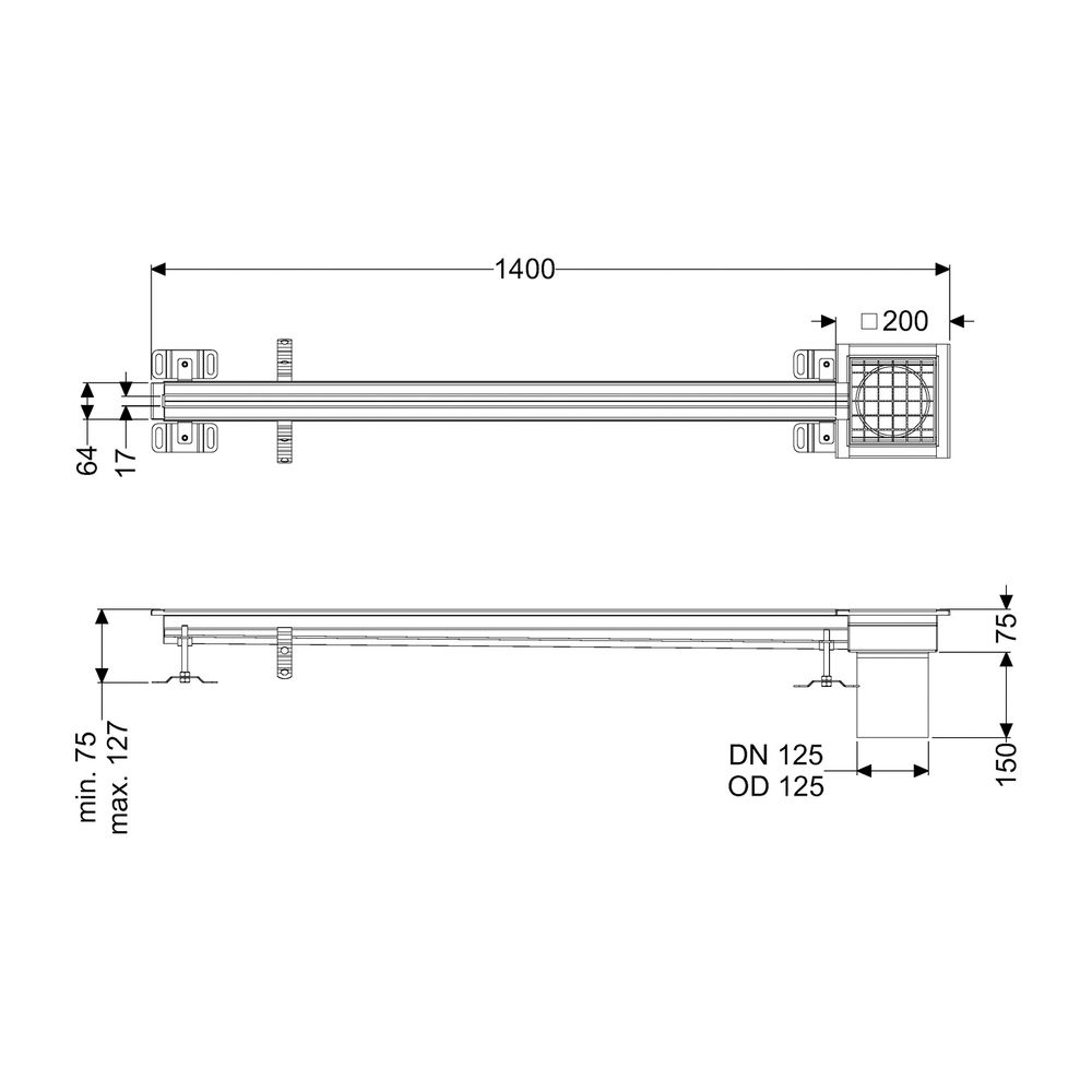 Kessel Schlitzrinne Ferrofix, DN 125, 17x1.400mm, außen, ohne Klebeflansch, Edelstahl, ... KESSEL-6102141 4026092099711 (Abb. 2)