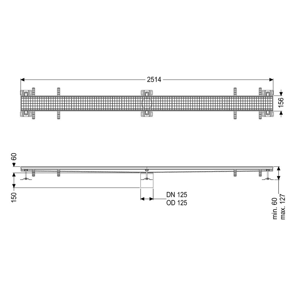 Kessel Kastenrinne Ferrofix, DN 125, 156x2.511mm, ohne Klebeflansch, Edelstahl, Silber... KESSEL-6115250 4026092098929 (Abb. 2)
