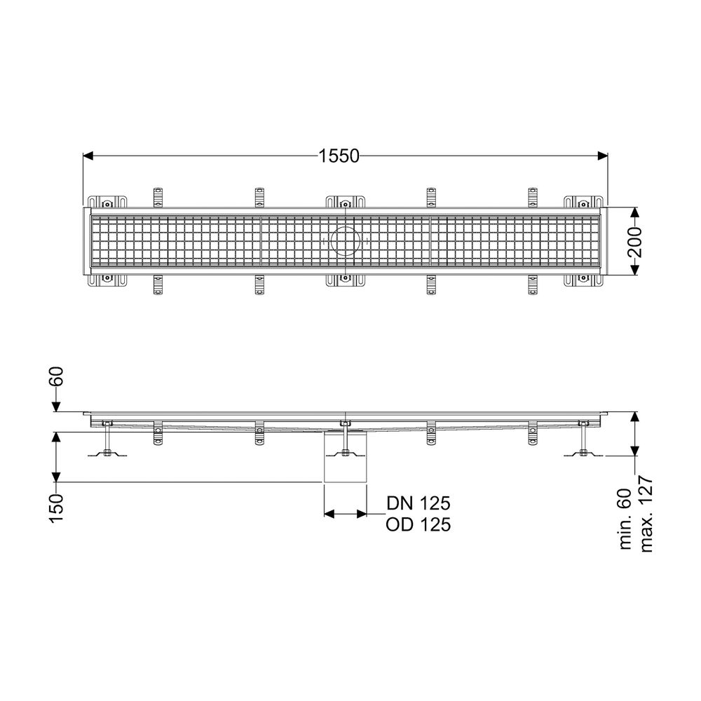 Kessel Kastenrinne Ferrofix, DN 125, 200x1.550mm, ohne Klebeflansch, Edelstahl, Silber... KESSEL-6120150 4026092098967 (Abb. 2)